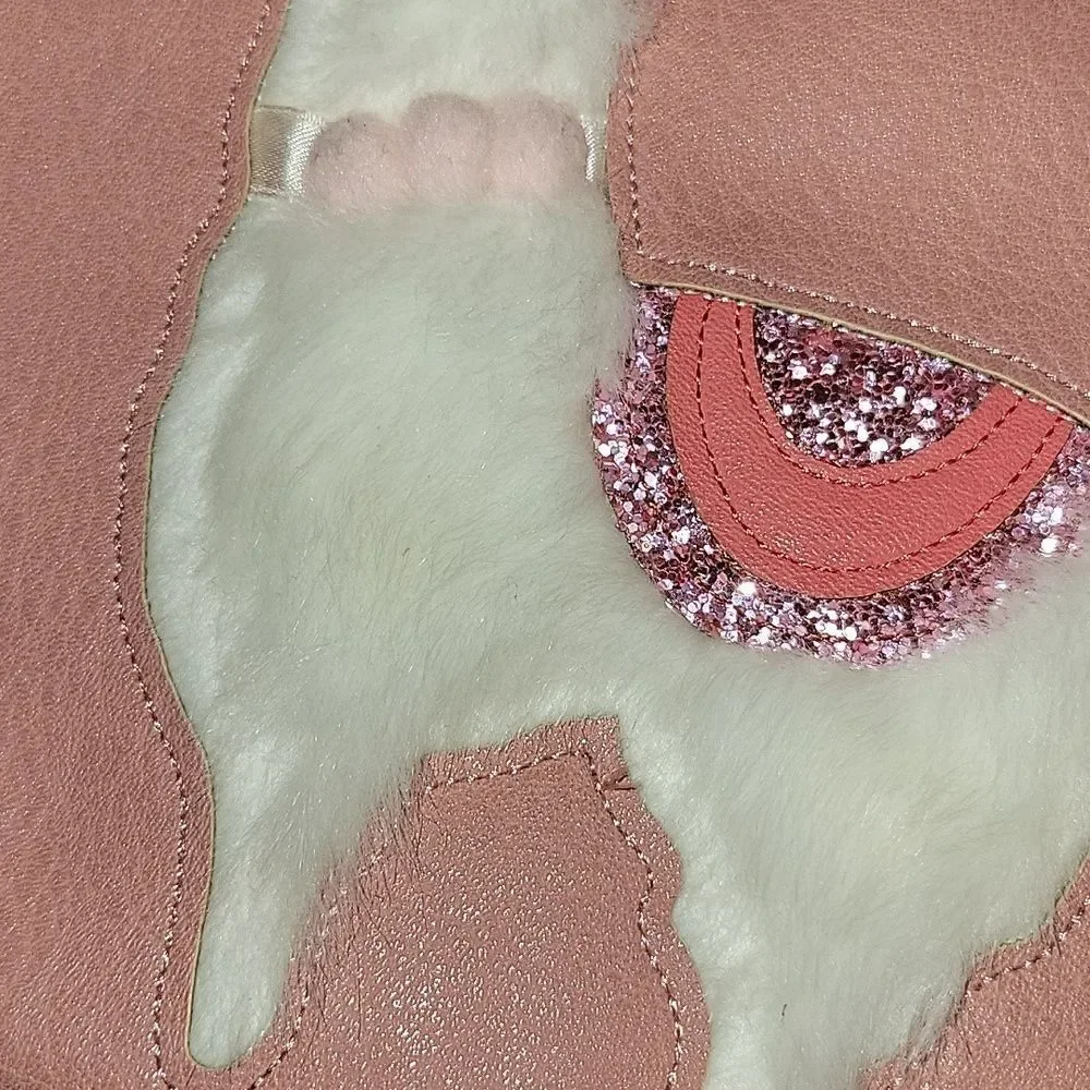 Lauren Conrad LC  Prism Large Wristlet  White Furry Llama